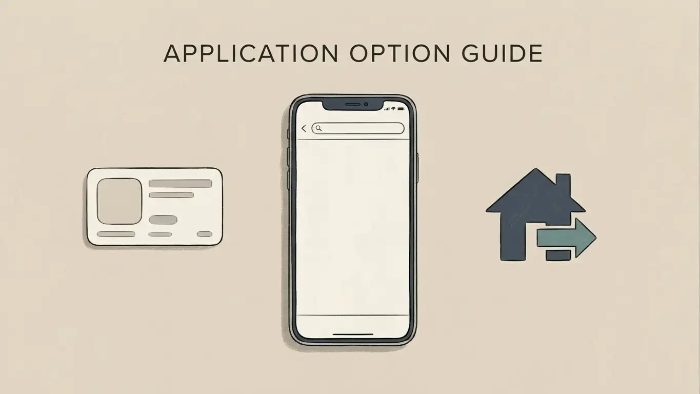 Conceptual illustration of a phone beside blank browser and application symbols