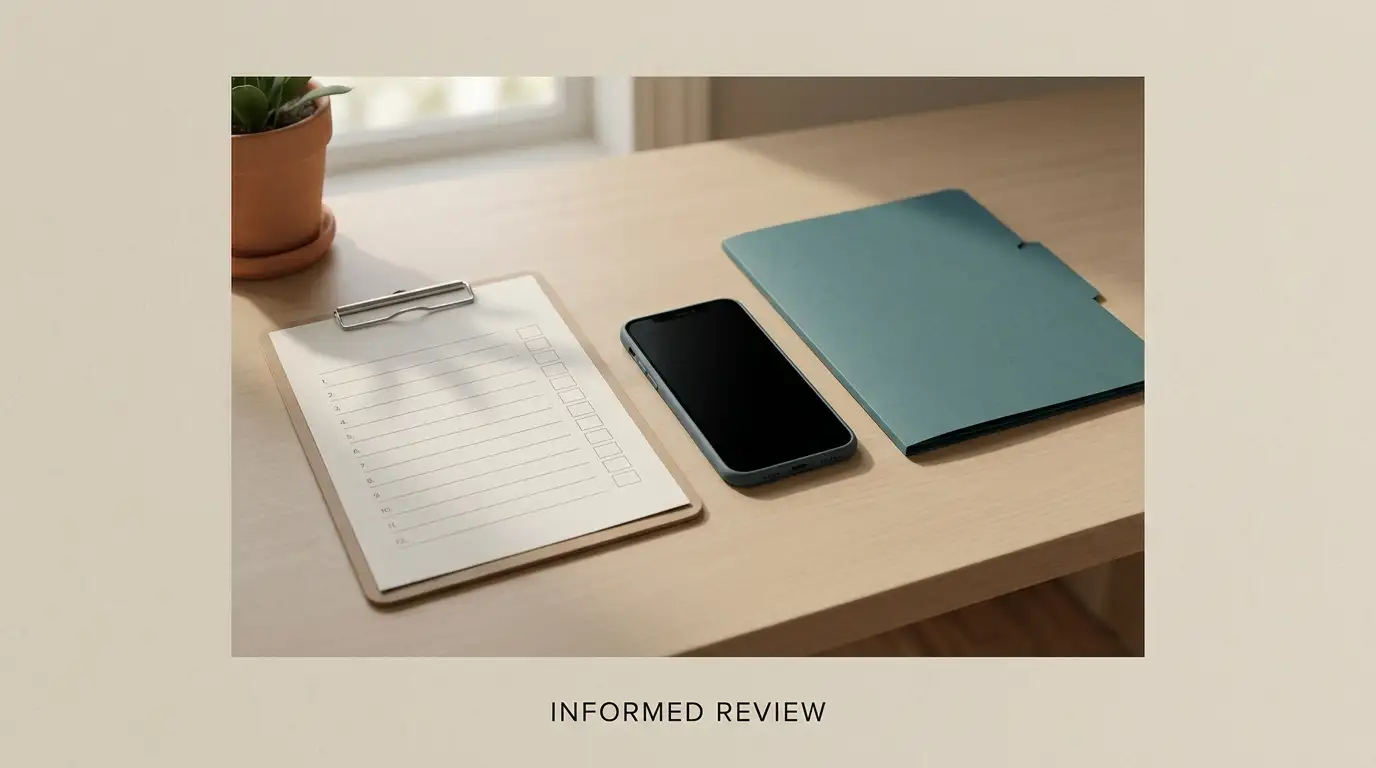 Conceptual illustration of a blank account checklist and a phone